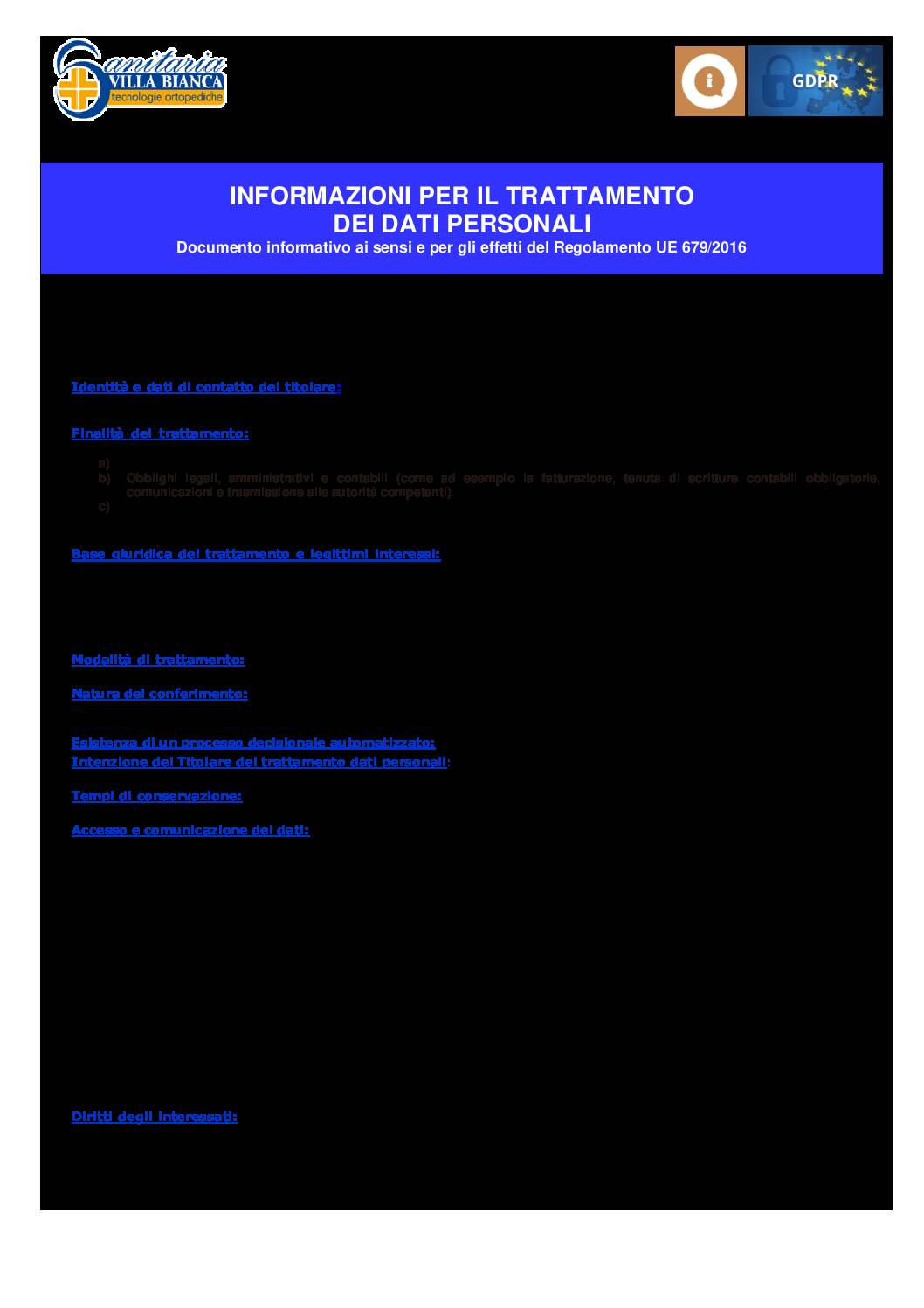 Sanitaria VillaBianca_MOPD 04-001 Informativa privacy clienti_r6